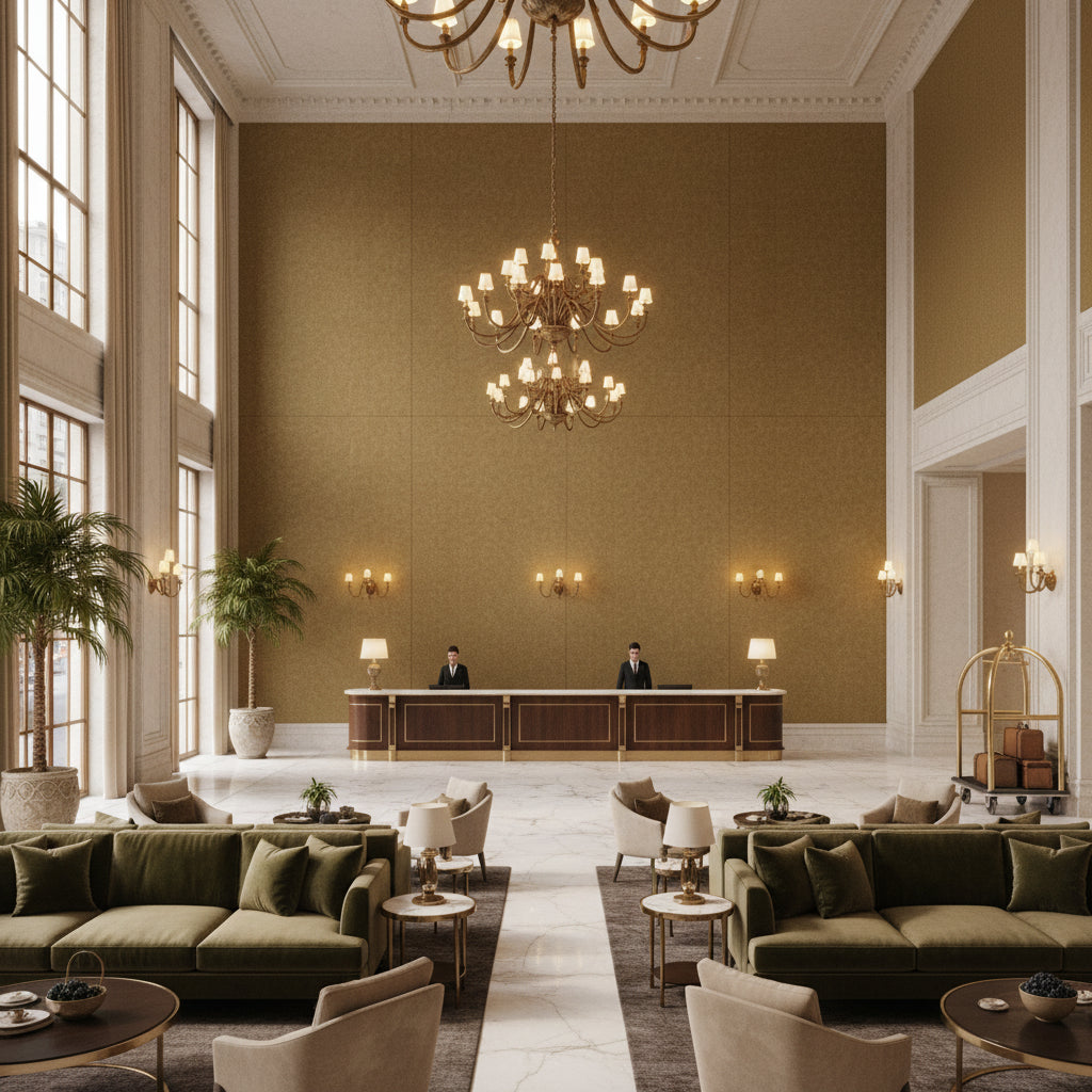 8013149.630.0 | Kravet - Hotel Lobby Visualization (AI-generated, may not be to scale. Verify pattern scale with product specifications.)