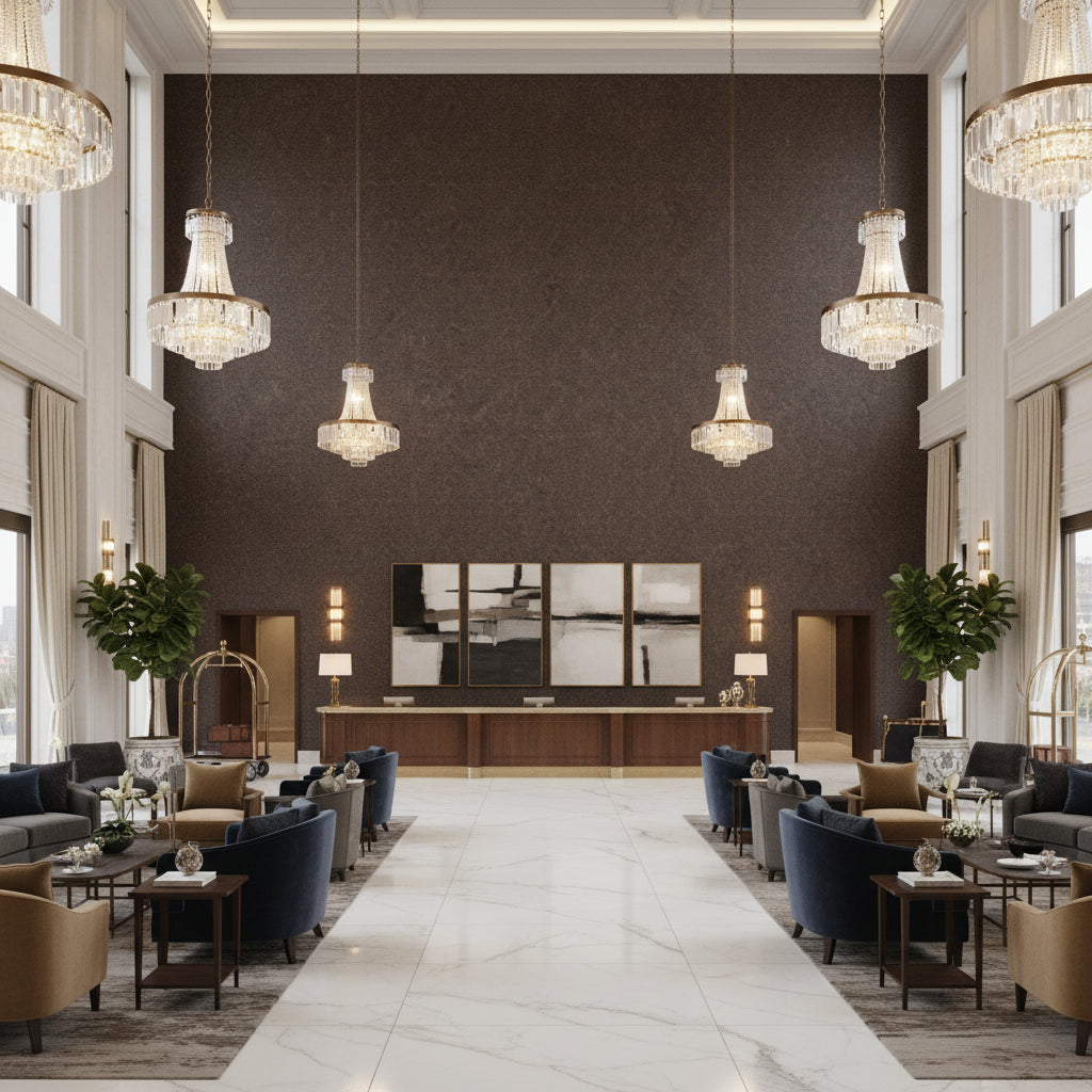 8013149.650.0 | Kravet - Hotel Lobby Visualization (AI-generated, may not be to scale. Verify pattern scale with product specifications.)