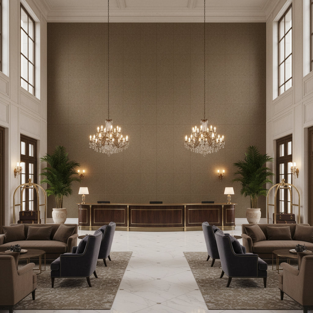 8013149.6611.0 | Kravet - Hotel Lobby Visualization (AI-generated, may not be to scale. Verify pattern scale with product specifications.)