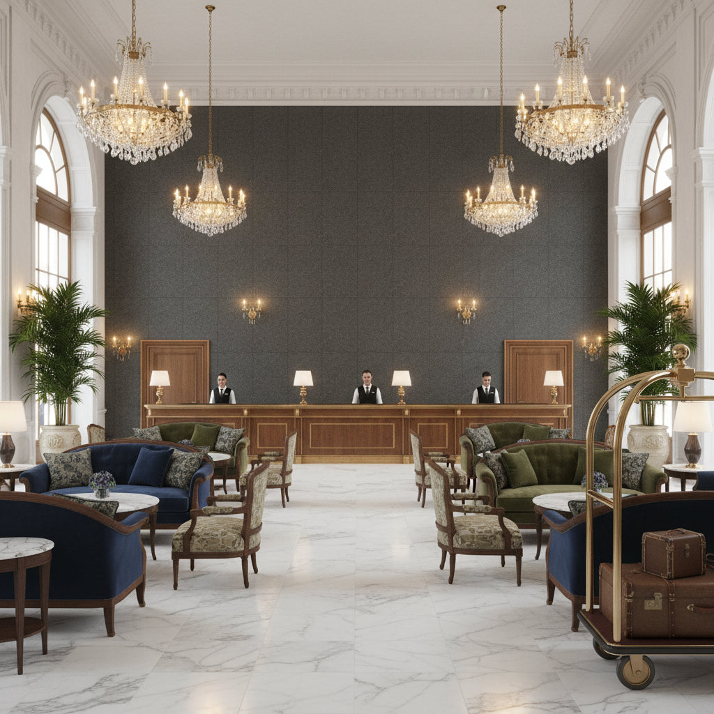 8013149.81.0 | Kravet - Hotel Lobby Visualization (AI-generated, may not be to scale. Verify pattern scale with product specifications.)