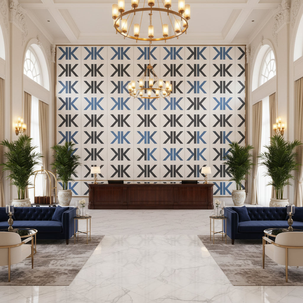 8013182.6161.0 | Kravet - Hotel Lobby Visualization (AI-generated, may not be to scale. Verify pattern scale with product specifications.)
