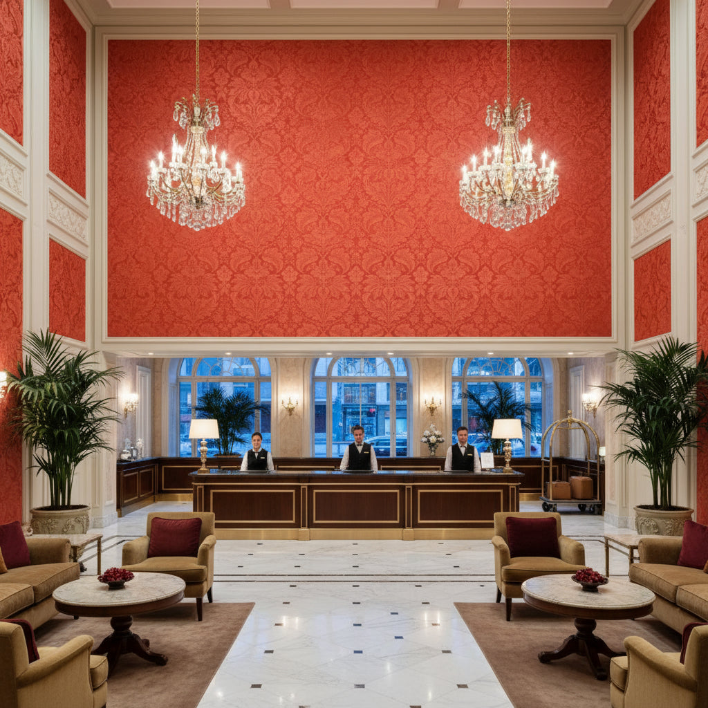 8013188.119.0 | Kravet - Hotel Lobby Visualization (AI-generated, may not be to scale. Verify pattern scale with product specifications.)