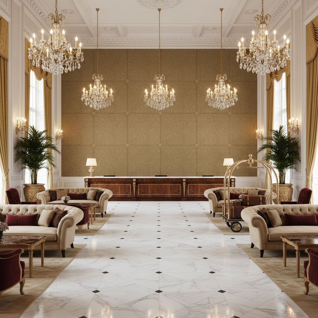 8014101.106.0 | Kravet - Hotel Lobby Visualization (AI-generated, may not be to scale. Verify pattern scale with product specifications.)
