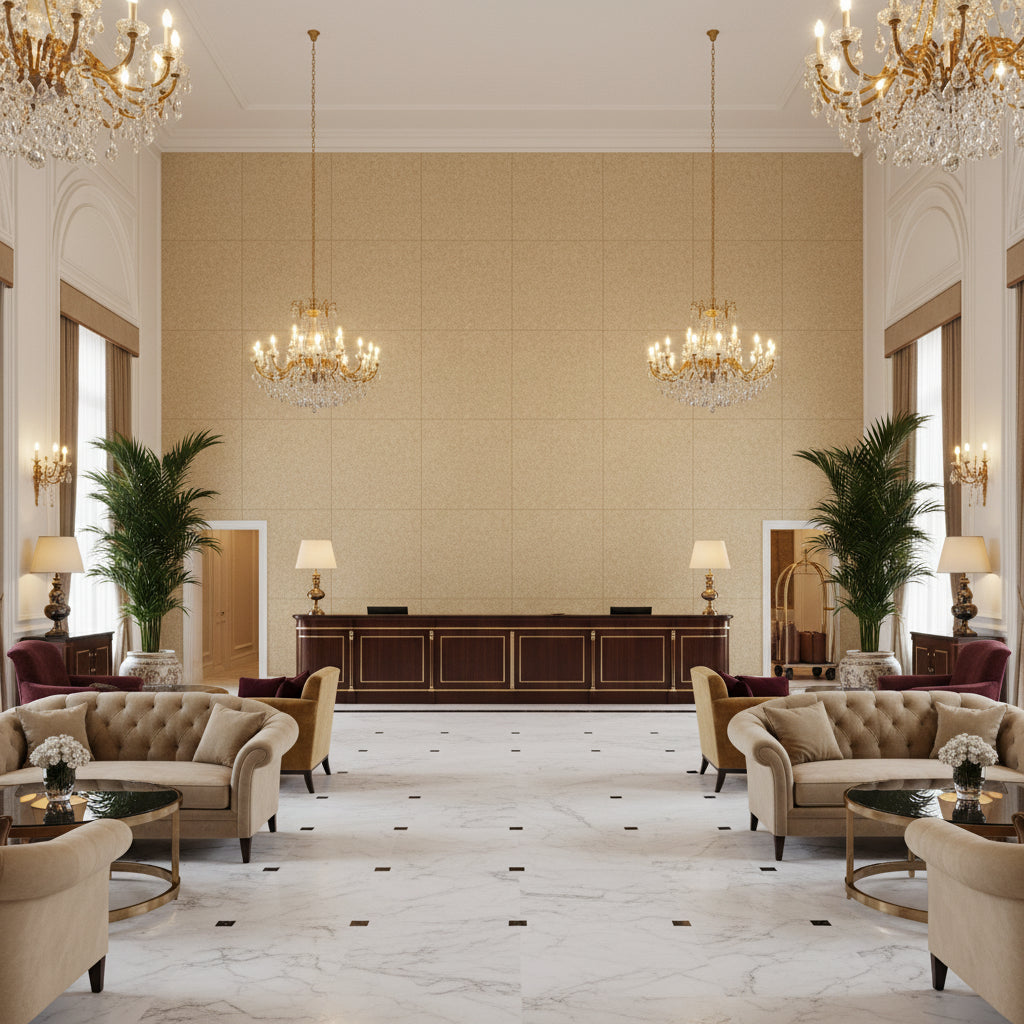 8014101.111.0 | Kravet - Hotel Lobby Visualization (AI-generated, may not be to scale. Verify pattern scale with product specifications.)