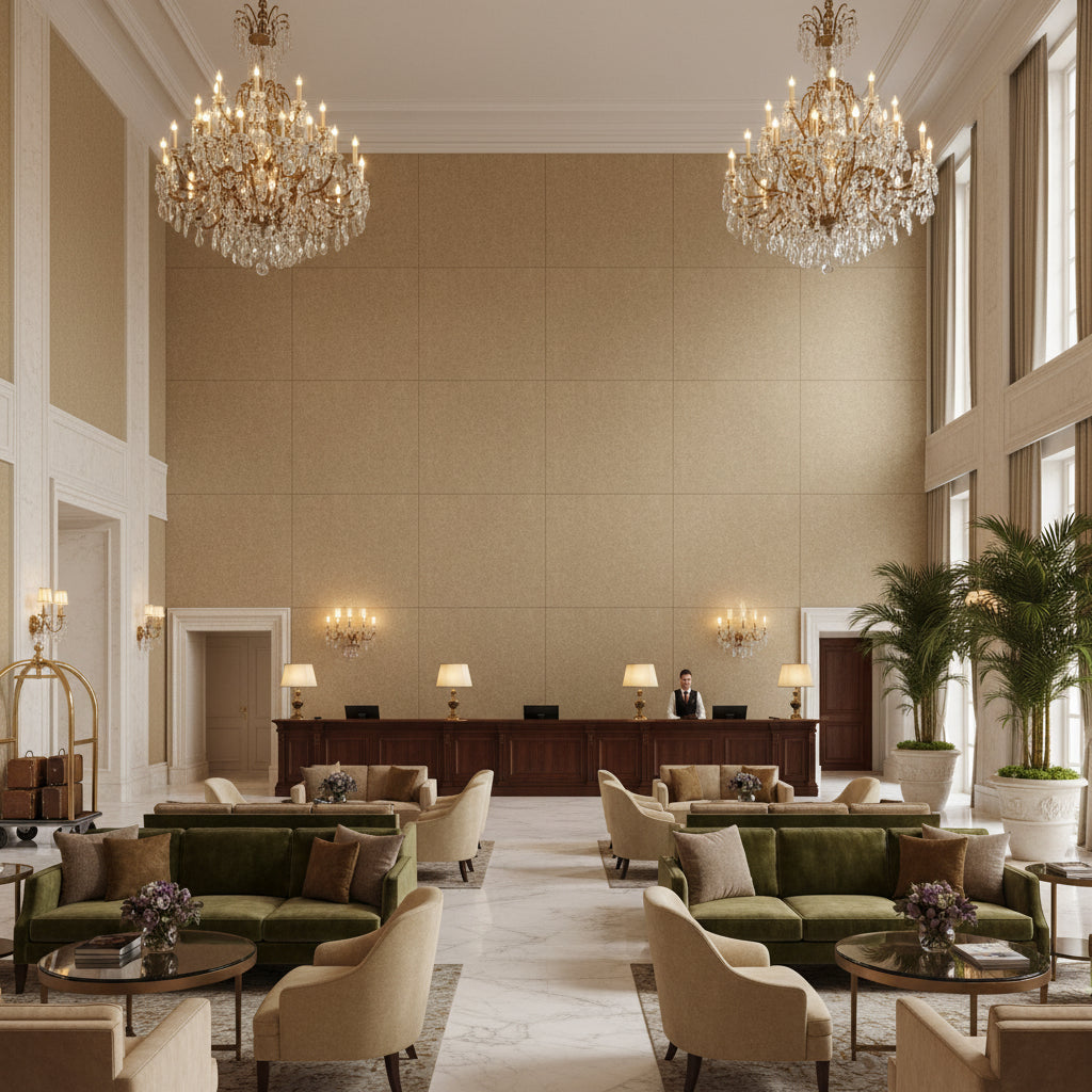 8014101.1116.0 | Kravet - Hotel Lobby Visualization (AI-generated, may not be to scale. Verify pattern scale with product specifications.)