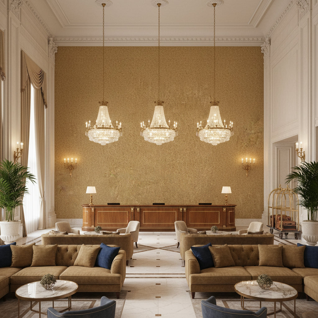 8014101.116.0 | Kravet - Hotel Lobby Visualization (AI-generated, may not be to scale. Verify pattern scale with product specifications.)