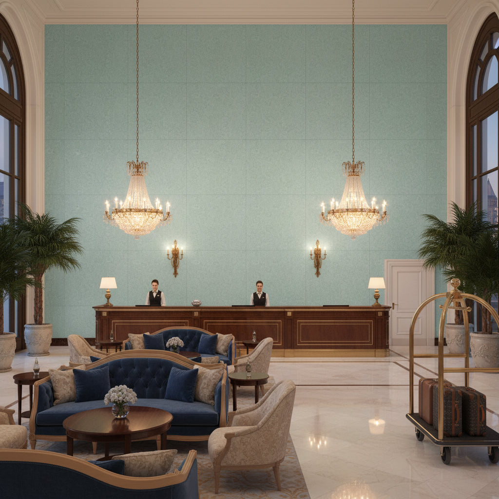8014101.15.0 | Kravet - Hotel Lobby Visualization (AI-generated, may not be to scale. Verify pattern scale with product specifications.)