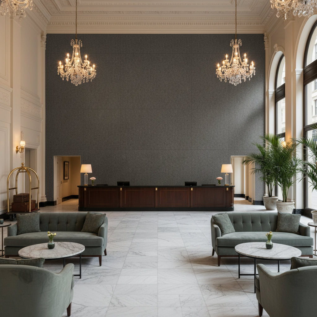 8014101.1521.0 | Kravet - Hotel Lobby Visualization (AI-generated, may not be to scale. Verify pattern scale with product specifications.)