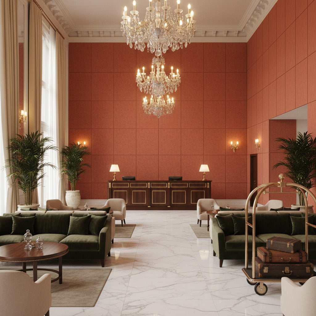 8014101.17.0 | Kravet - Hotel Lobby Visualization (AI-generated, may not be to scale. Verify pattern scale with product specifications.)