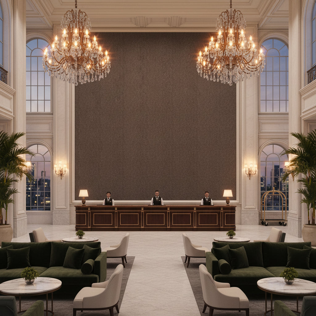8014101.21.0 | Kravet - Hotel Lobby Visualization (AI-generated, may not be to scale. Verify pattern scale with product specifications.)