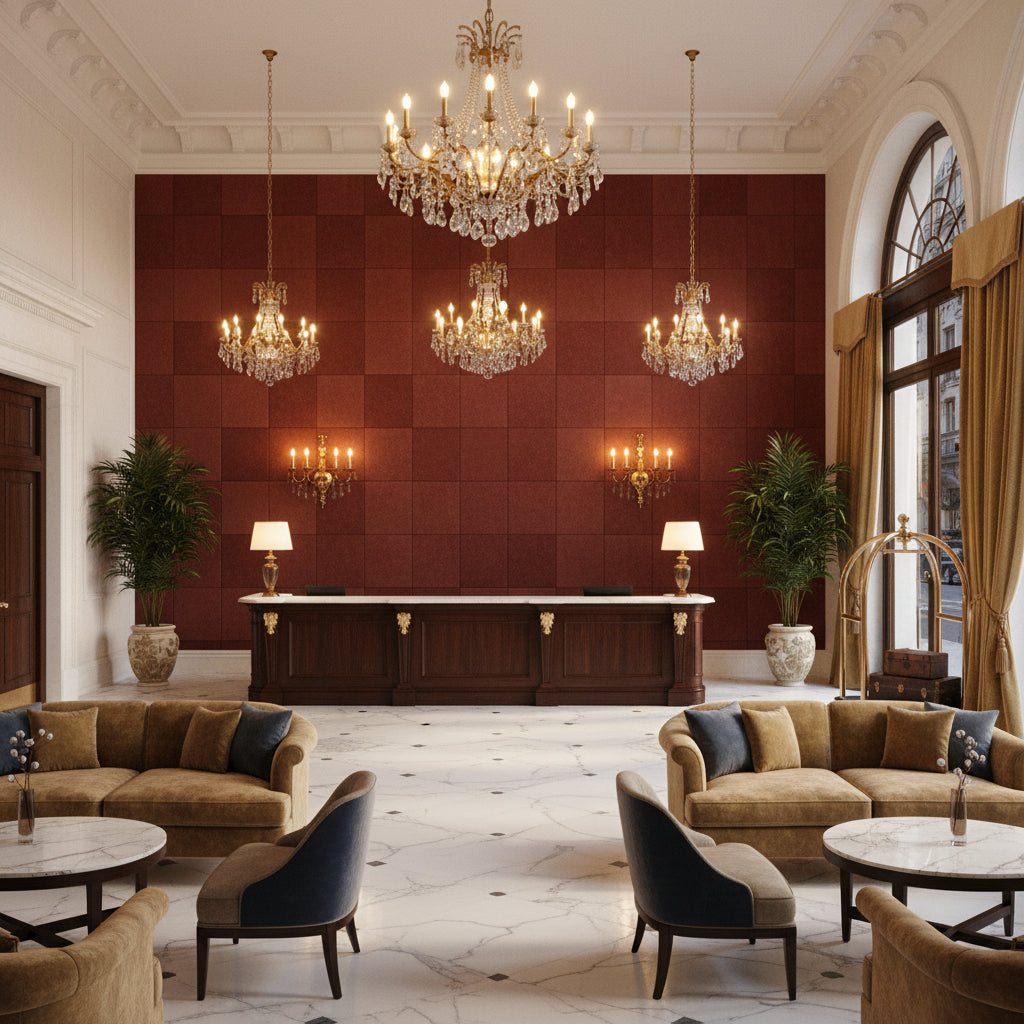 8014101.22.0 | Kravet - Hotel Lobby Visualization (AI-generated, may not be to scale. Verify pattern scale with product specifications.)