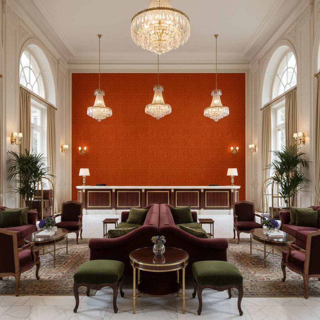 8014101.24.0 | Kravet - Hotel Lobby Visualization (AI-generated, may not be to scale. Verify pattern scale with product specifications.)