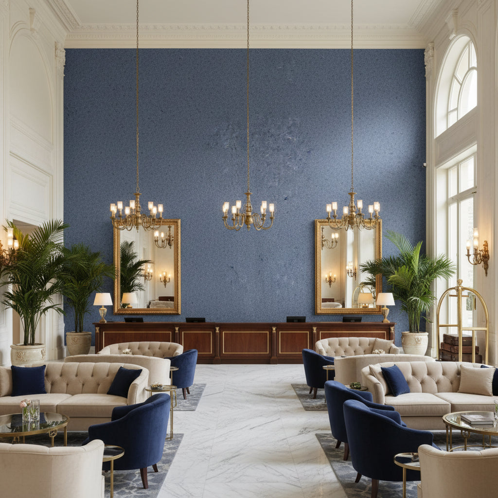 8014101.515.0 | Kravet - Hotel Lobby Visualization (AI-generated, may not be to scale. Verify pattern scale with product specifications.)