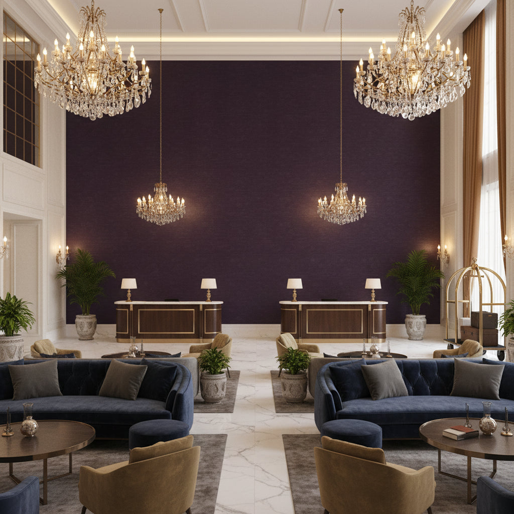 8016103.10.0 | Kravet - Hotel Lobby Visualization (AI-generated, may not be to scale. Verify pattern scale with product specifications.)