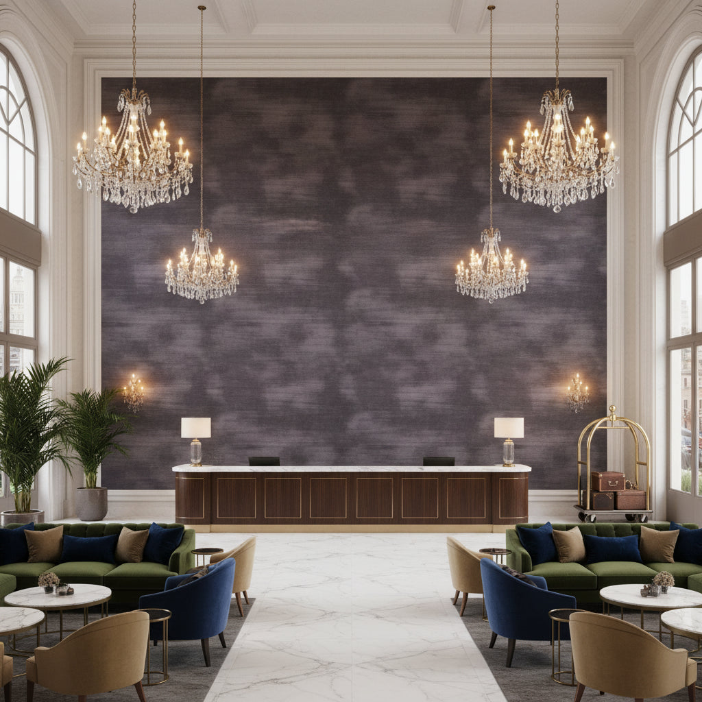 8016103.1121.0 | Kravet - Hotel Lobby Visualization (AI-generated, may not be to scale. Verify pattern scale with product specifications.)