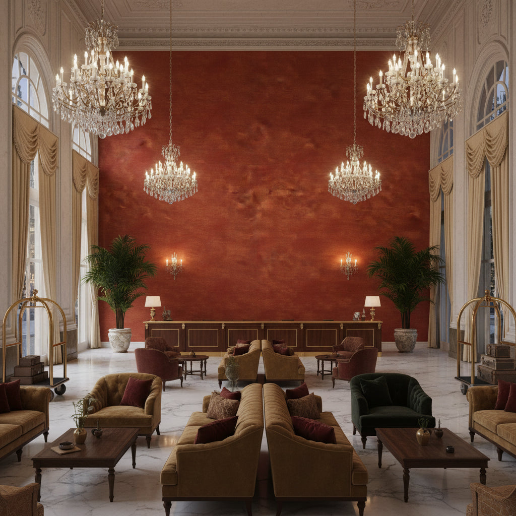 8016103.12.0 | Kravet - Hotel Lobby Visualization (AI-generated, may not be to scale. Verify pattern scale with product specifications.)