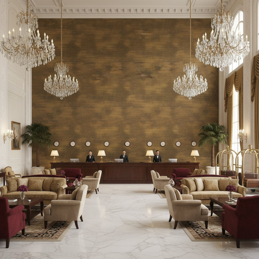8016103.16.0 | Kravet - Hotel Lobby Visualization (AI-generated, may not be to scale. Verify pattern scale with product specifications.)
