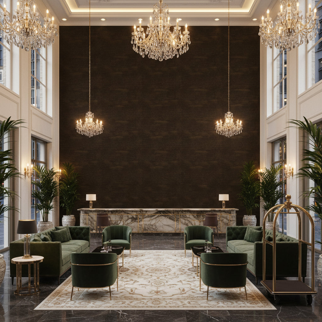 8016103.6.0 | Kravet - Hotel Lobby Visualization (AI-generated, may not be to scale. Verify pattern scale with product specifications.)