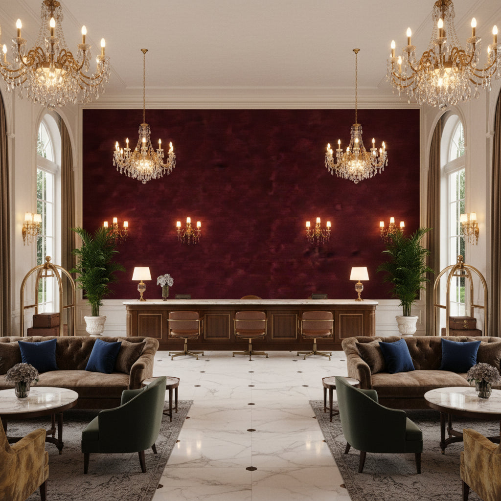 8016103.9.0 | Kravet - Hotel Lobby Visualization (AI-generated, may not be to scale. Verify pattern scale with product specifications.)