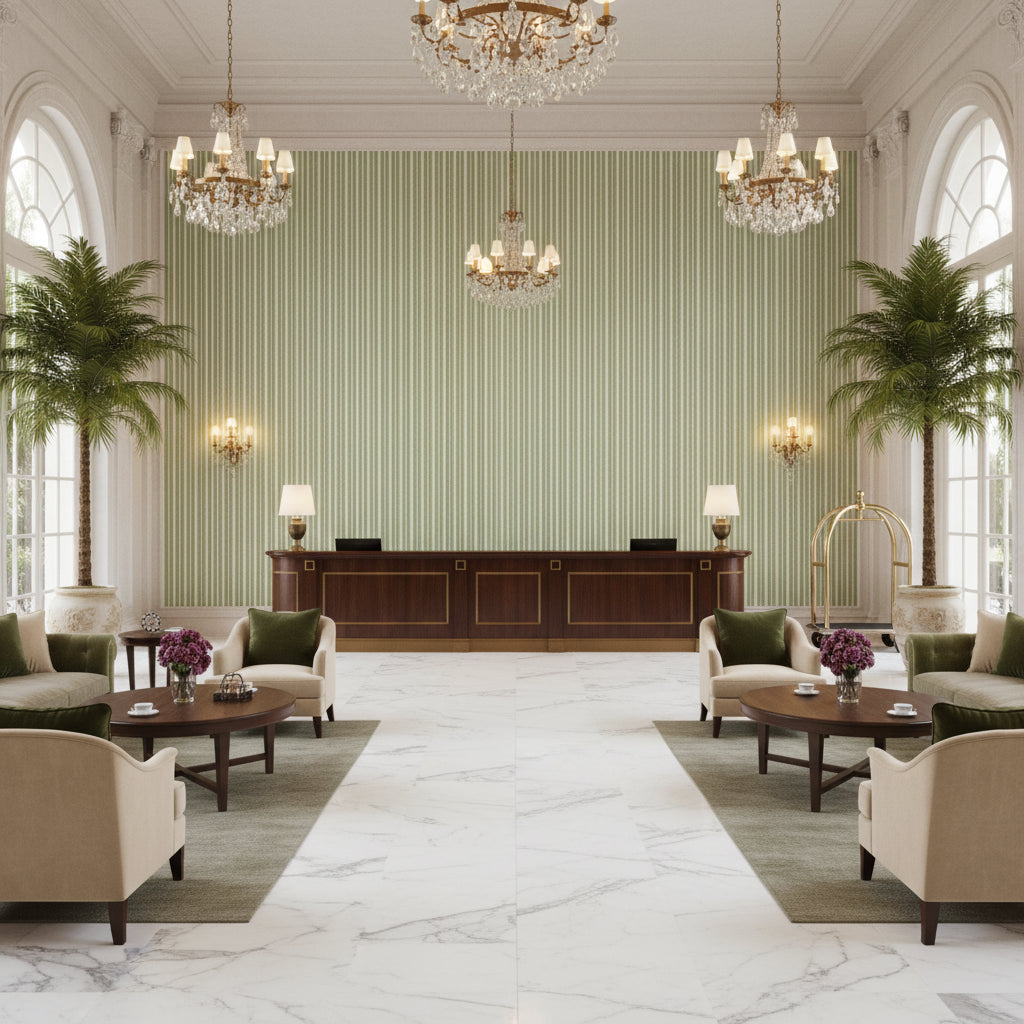 8017103.3.0 | Kravet - Hotel Lobby Visualization (AI-generated, may not be to scale. Verify pattern scale with product specifications.)