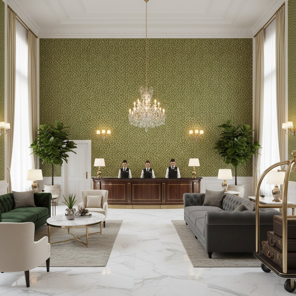 8017126.3.0 | Kravet - Hotel Lobby Visualization (AI-generated, may not be to scale. Verify pattern scale with product specifications.)