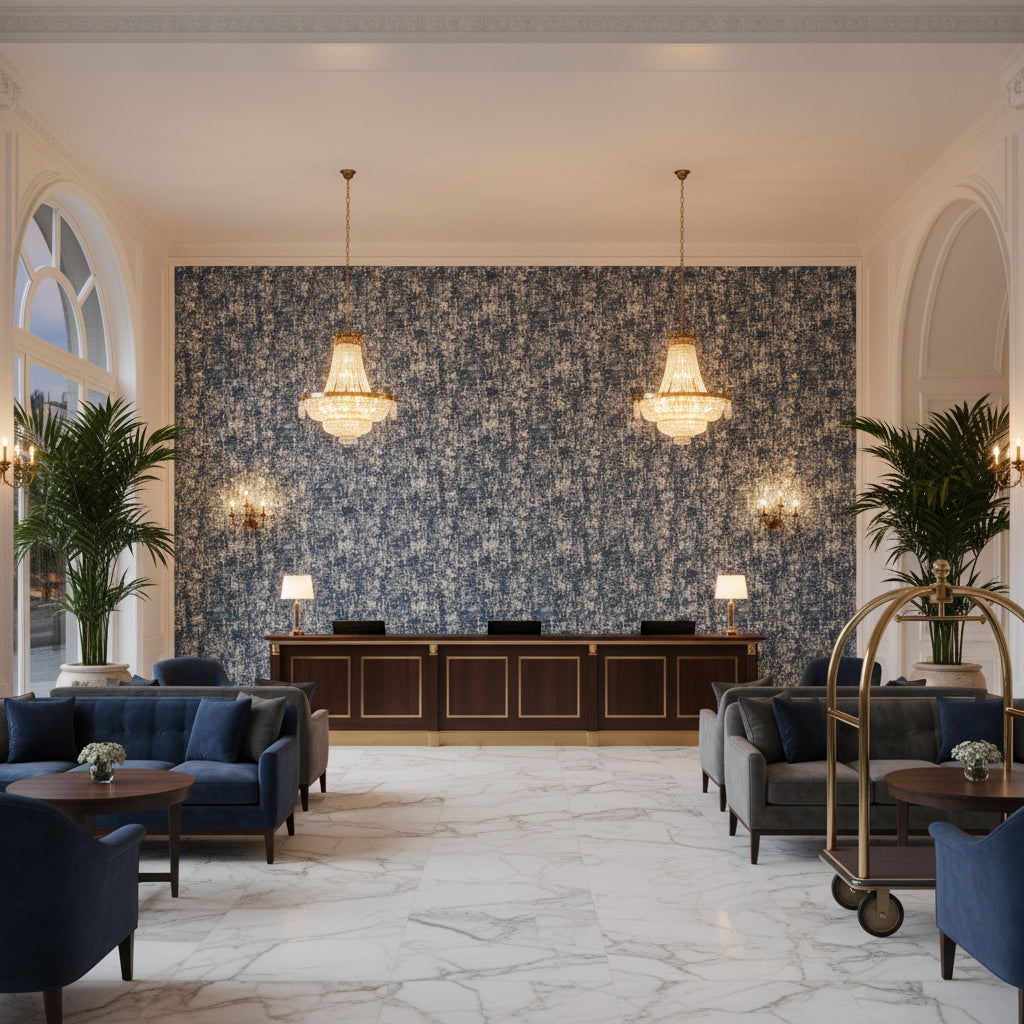 8017130.5.0 | Kravet - Hotel Lobby Visualization (AI-generated, may not be to scale. Verify pattern scale with product specifications.)