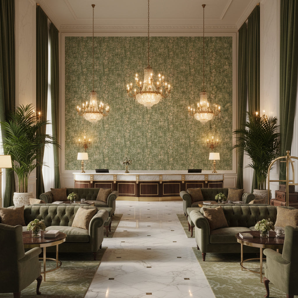 8017130.53.0 | Kravet - Hotel Lobby Visualization (AI-generated, may not be to scale. Verify pattern scale with product specifications.)