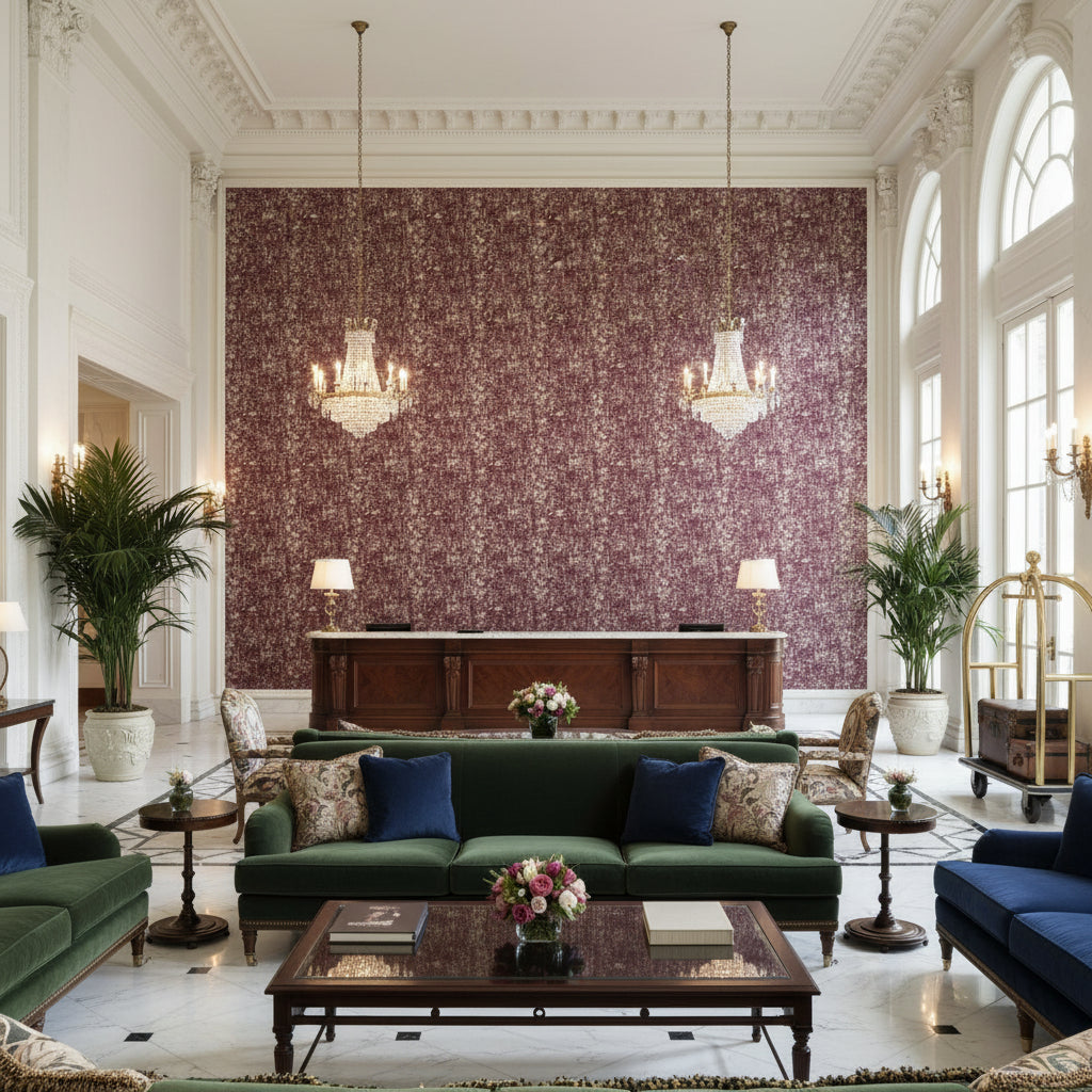 8017130.909.0 | Kravet - Hotel Lobby Visualization (AI-generated, may not be to scale. Verify pattern scale with product specifications.)