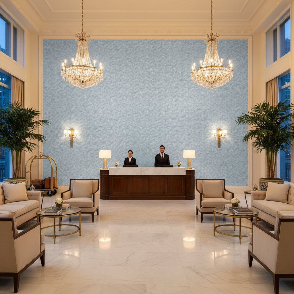 8017140.15.0 | Kravet - Hotel Lobby Visualization (AI-generated, may not be to scale. Verify pattern scale with product specifications.)