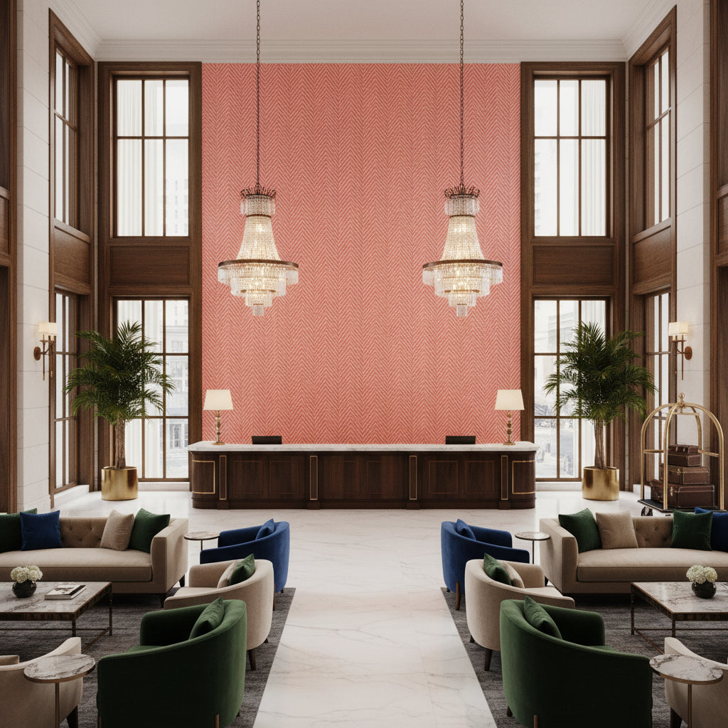8017140.7.0 | Kravet - Hotel Lobby Visualization (AI-generated, may not be to scale. Verify pattern scale with product specifications.)