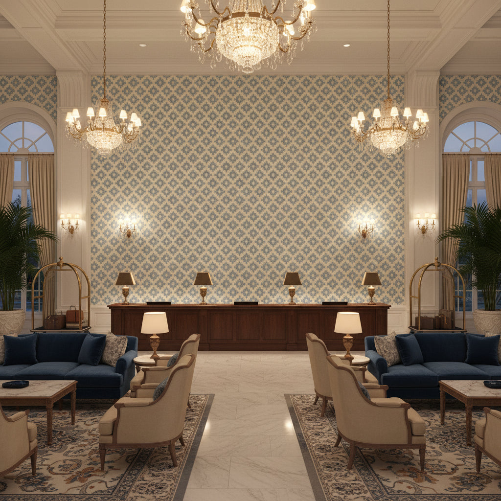 8017142.5.0 | Kravet - Hotel Lobby Visualization (AI-generated, may not be to scale. Verify pattern scale with product specifications.)