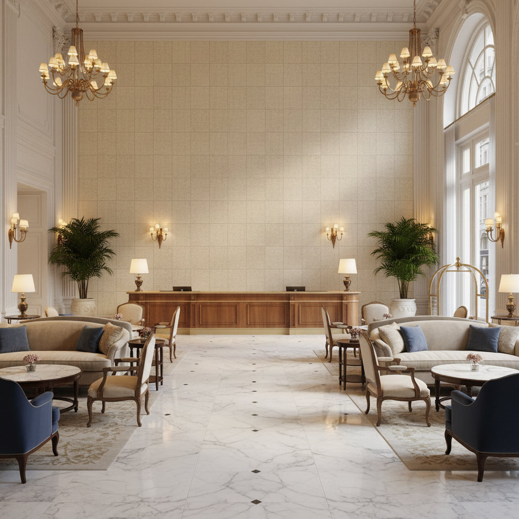 8017143.116.0 | Kravet - Hotel Lobby Visualization (AI-generated, may not be to scale. Verify pattern scale with product specifications.)
