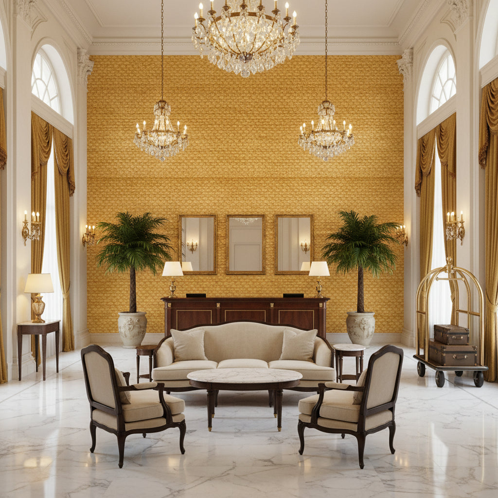 8019145.16.0 | Kravet - Hotel Lobby Visualization (AI-generated, may not be to scale. Verify pattern scale with product specifications.)