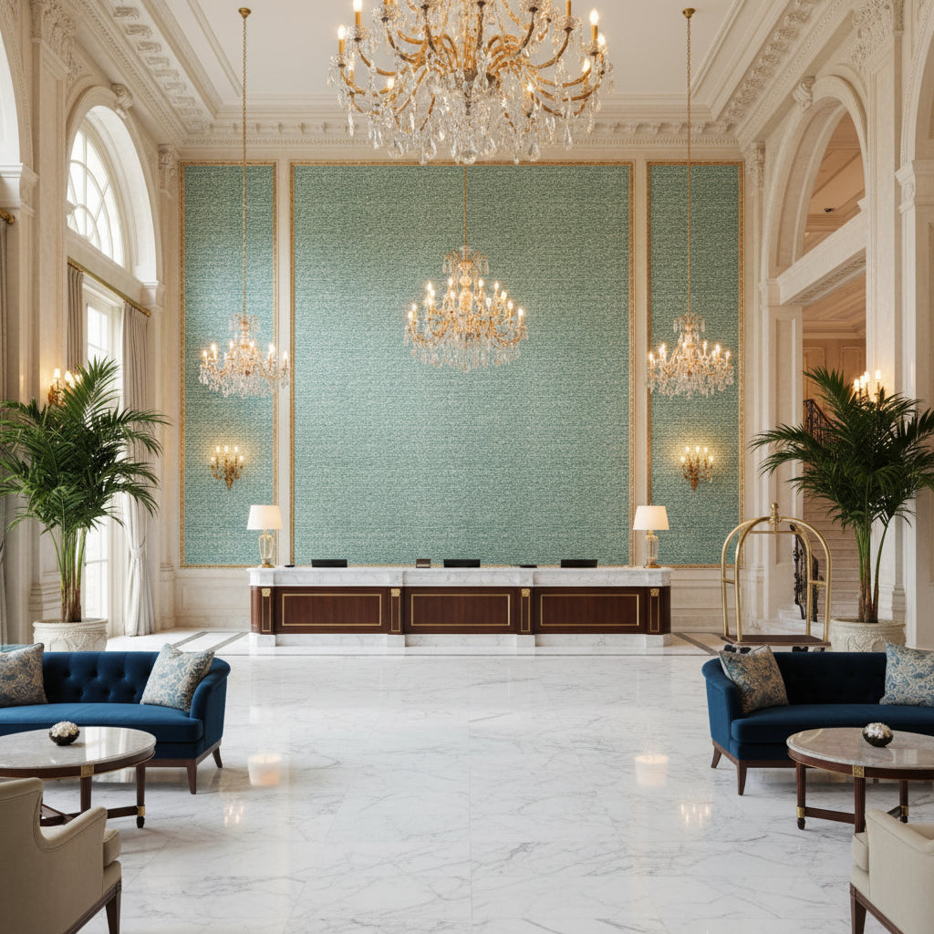 8019145.35.0 | Kravet - Hotel Lobby Visualization (AI-generated, may not be to scale. Verify pattern scale with product specifications.)