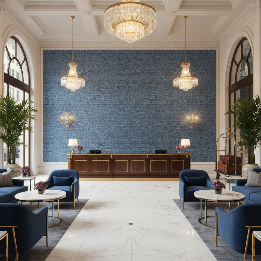 8019145.50.0 | Kravet - Hotel Lobby Visualization (AI-generated, may not be to scale. Verify pattern scale with product specifications.)