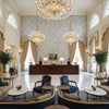 8020112.50.0 | Kravet - Hotel Lobby Visualization (AI-generated, may not be to scale. Verify pattern scale with product specifications.)