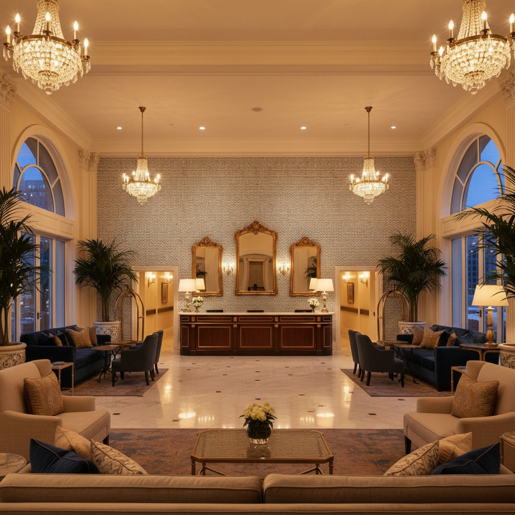 8020115.550.0 | Kravet - Hotel Lobby Visualization (AI-generated, may not be to scale. Verify pattern scale with product specifications.)