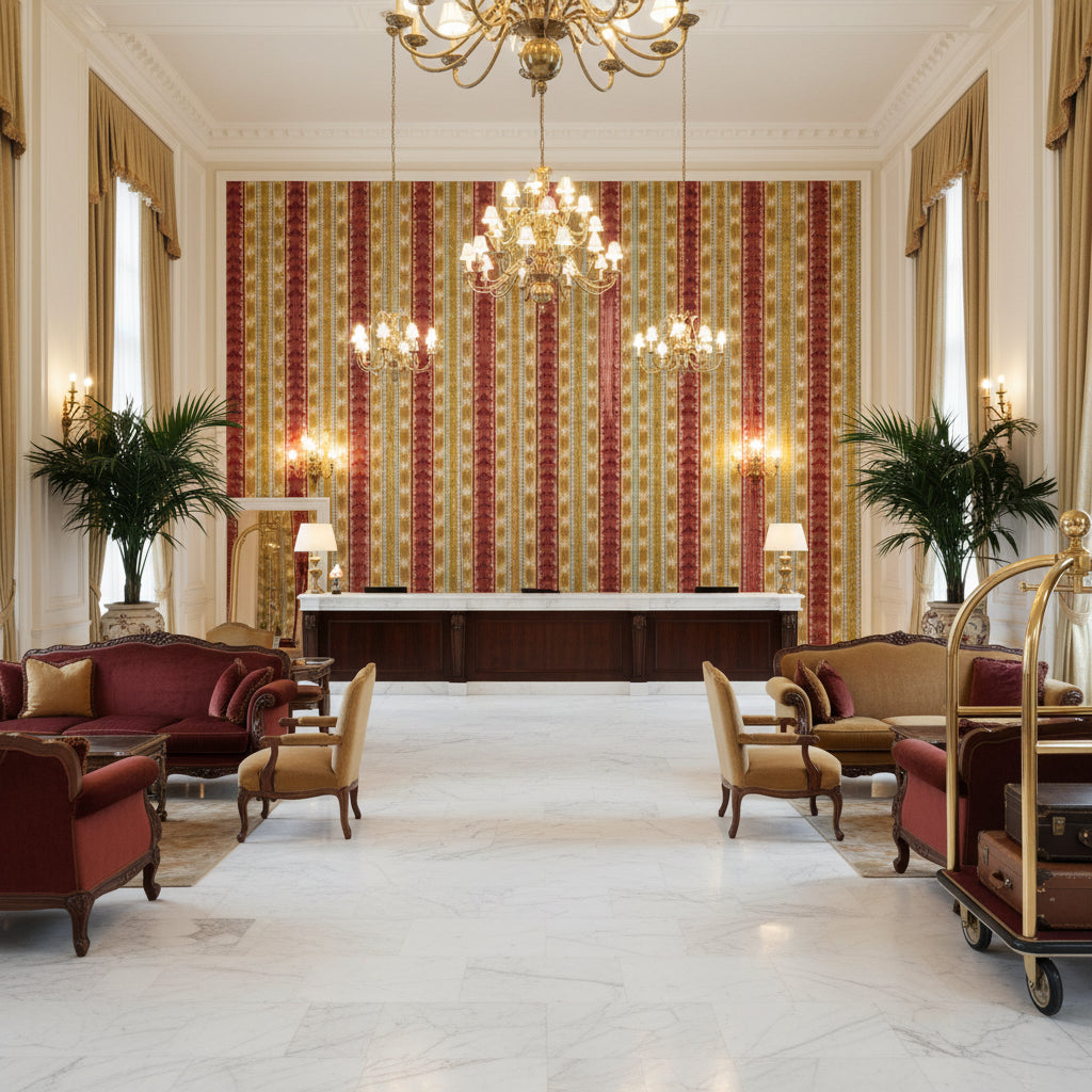 8020117.194.0 | Kravet - Hotel Lobby Visualization (AI-generated, may not be to scale. Verify pattern scale with product specifications.)