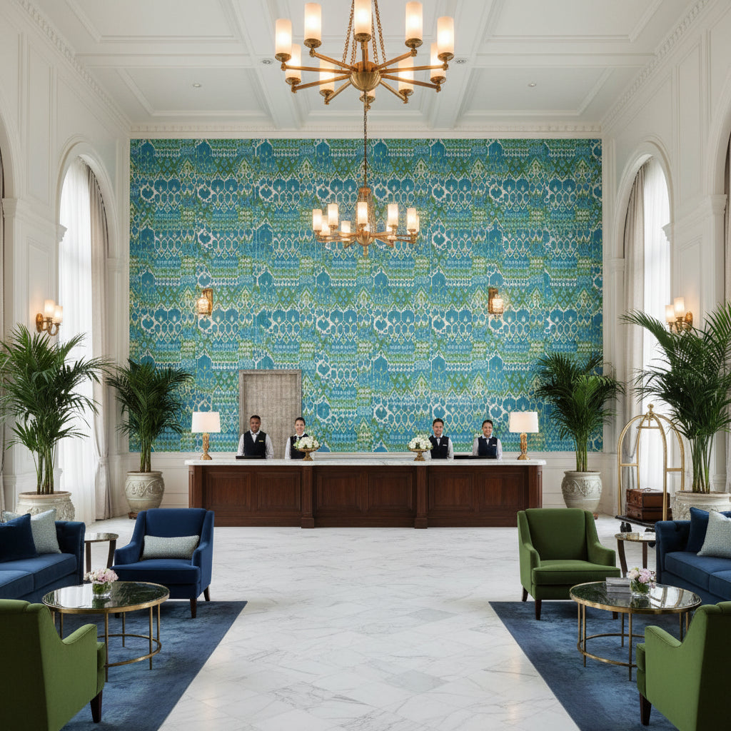 8022104.353.0 | Kravet - Hotel Lobby Visualization (AI-generated, may not be to scale. Verify pattern scale with product specifications.)