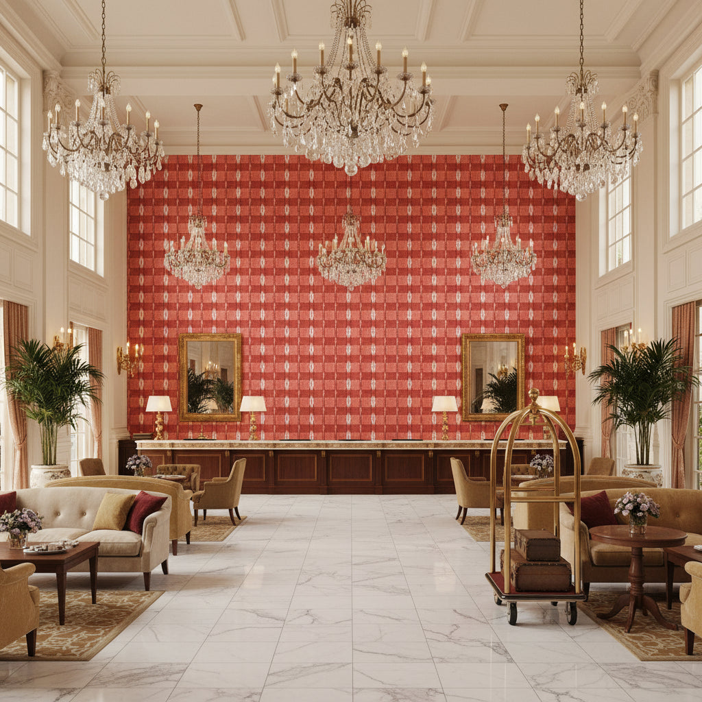 8022106.19.0 | Kravet - Hotel Lobby Visualization (AI-generated, may not be to scale. Verify pattern scale with product specifications.)