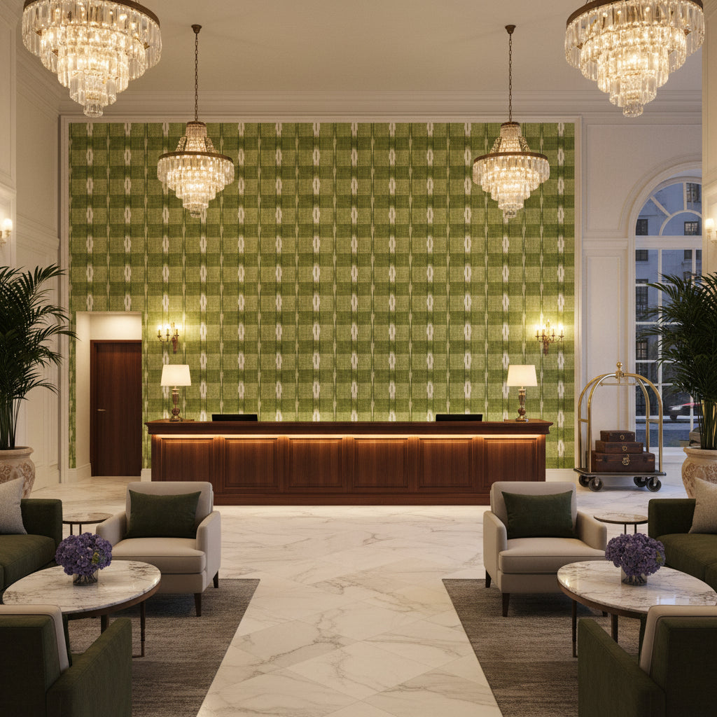 8022106.33.0 | Kravet - Hotel Lobby Visualization (AI-generated, may not be to scale. Verify pattern scale with product specifications.)