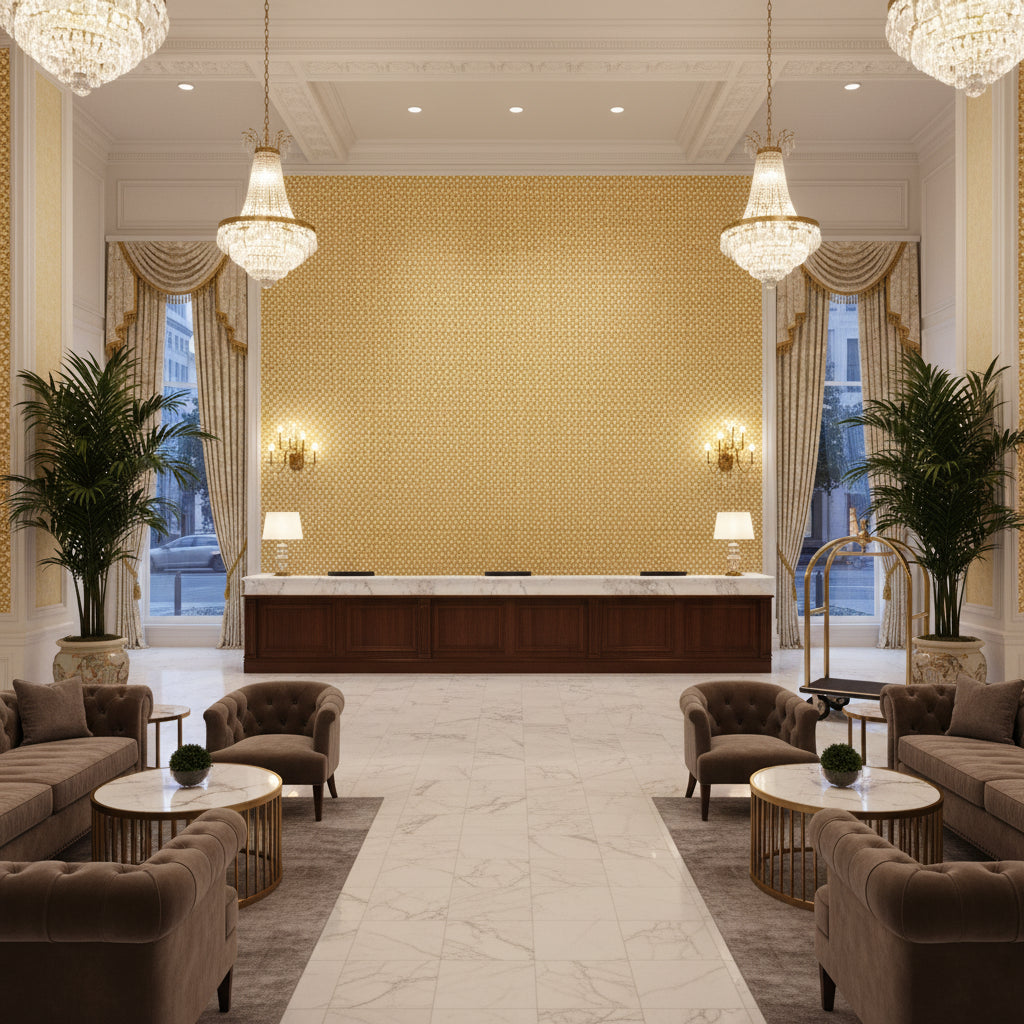 8022109.4.0 | Kravet - Hotel Lobby Visualization (AI-generated, may not be to scale. Verify pattern scale with product specifications.)