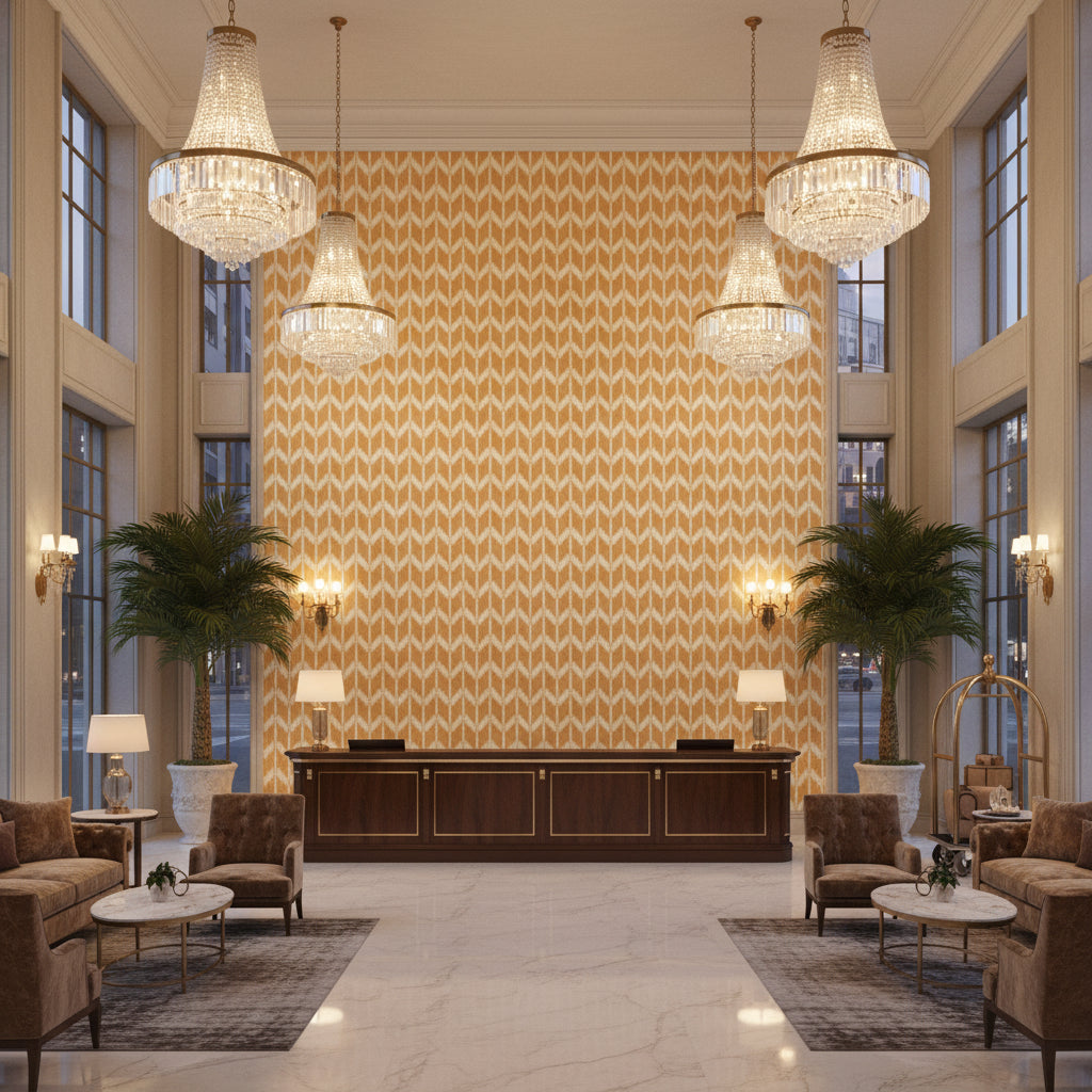 8022111.40.0 | Kravet - Hotel Lobby Visualization (AI-generated, may not be to scale. Verify pattern scale with product specifications.)