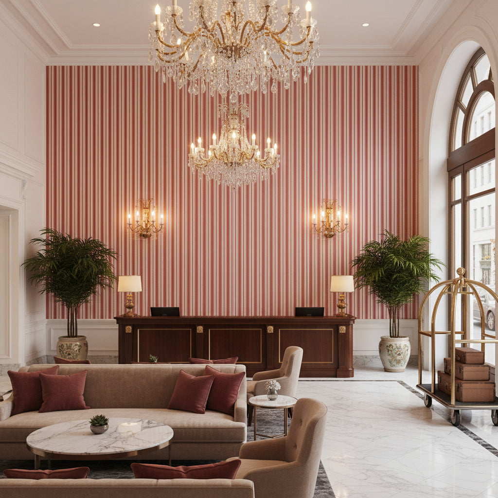 8022118.19.0 | Kravet - Hotel Lobby Visualization (AI-generated, may not be to scale. Verify pattern scale with product specifications.)