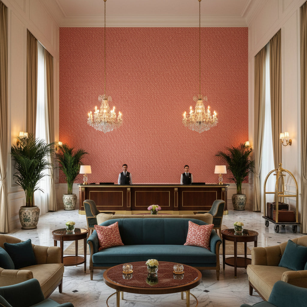 8022122.12.0 | Kravet - Hotel Lobby Visualization (AI-generated, may not be to scale. Verify pattern scale with product specifications.)