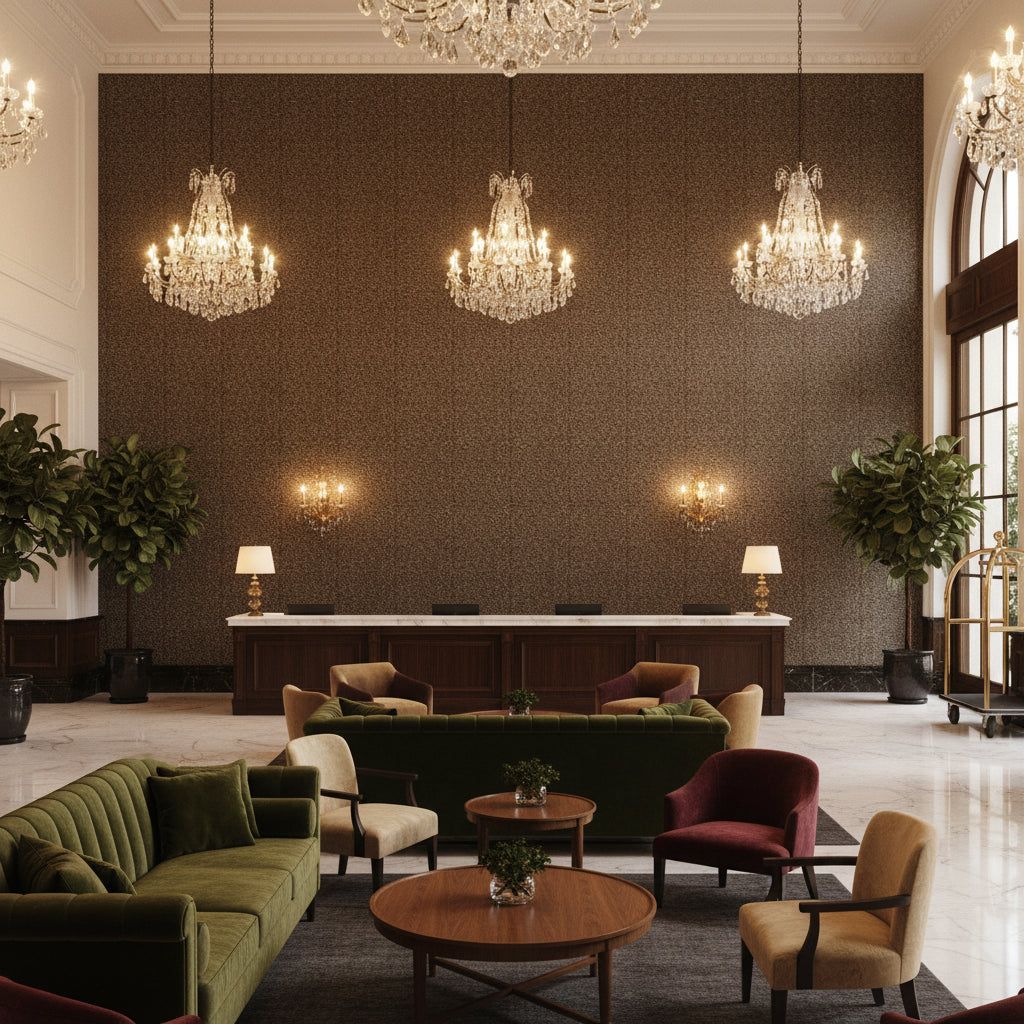 8022122.1616.0 | Kravet - Hotel Lobby Visualization (AI-generated, may not be to scale. Verify pattern scale with product specifications.)