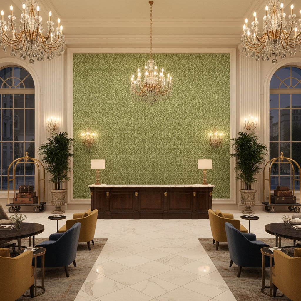8022122.3.0 | Kravet - Hotel Lobby Visualization (AI-generated, may not be to scale. Verify pattern scale with product specifications.)