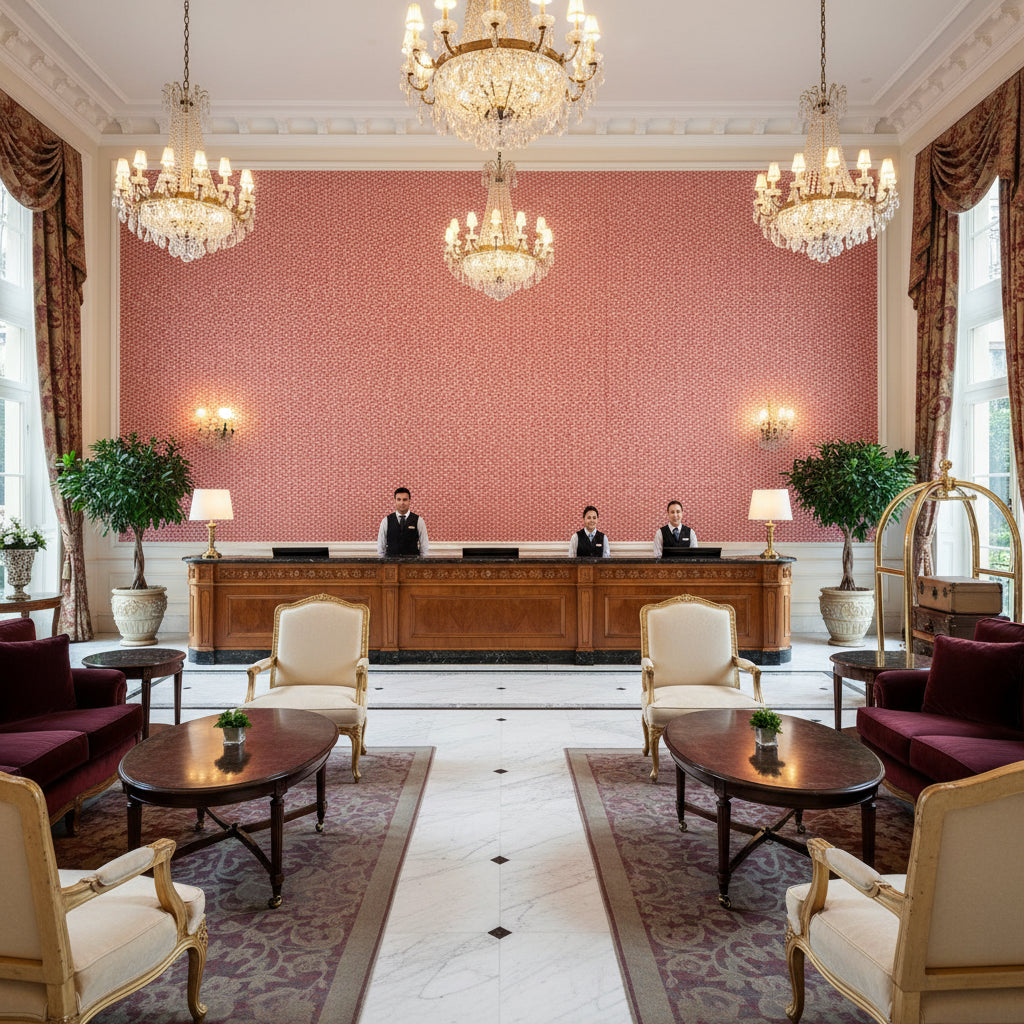 8022122.7.0 | Kravet - Hotel Lobby Visualization (AI-generated, may not be to scale. Verify pattern scale with product specifications.)