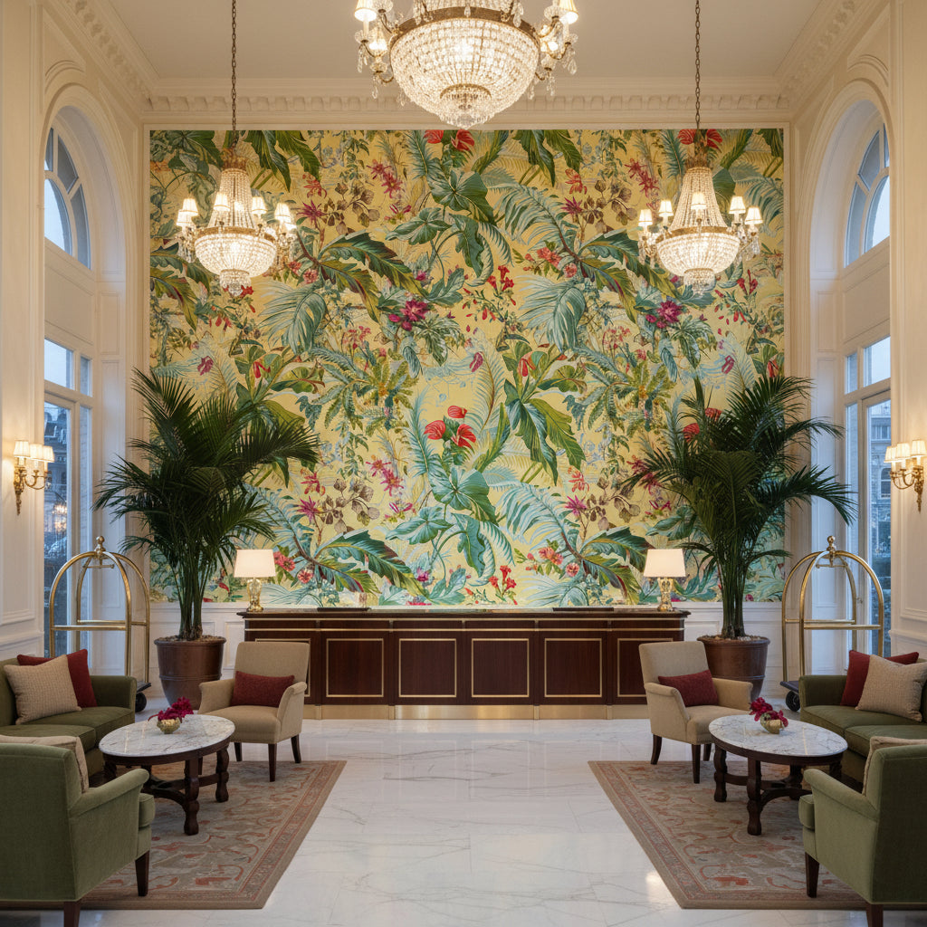 8022136.314.0 | Kravet - Hotel Lobby Visualization (AI-generated, may not be to scale. Verify pattern scale with product specifications.)