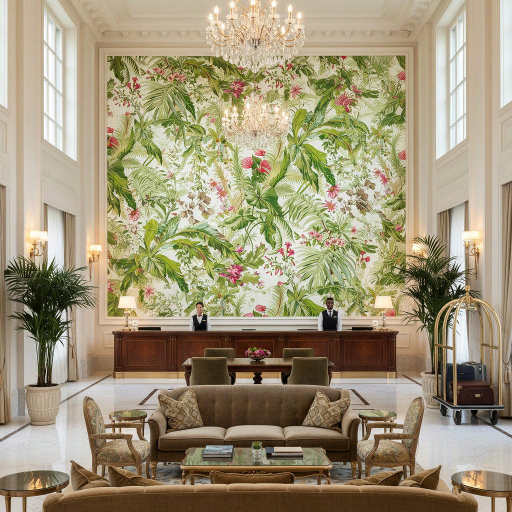 8022136.73.0 | Kravet - Hotel Lobby Visualization (AI-generated, may not be to scale. Verify pattern scale with product specifications.)